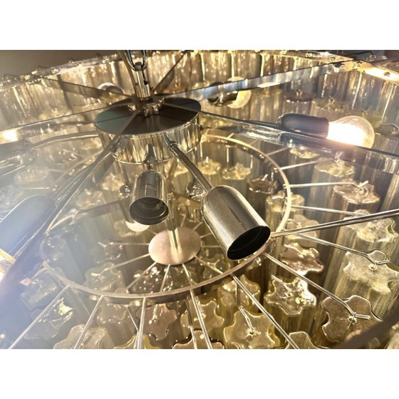 Image 1 of Luxe, extra grote kroonluchter van champagne- en fumé-muranoglas met Tronchi-design.