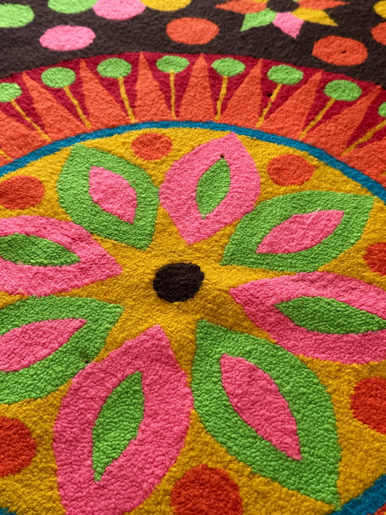 Image 1 of Arazzo da parete vintage anni '70 firmato Luis Montiel – Design floreale flower power anni '70