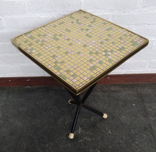 vintage side table with mosaic top