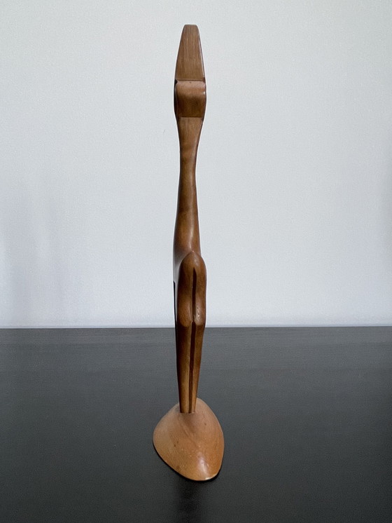Image 1 of Mid - Century Modern Wooden Gazelle Sculpture - Abstract & Elegant
