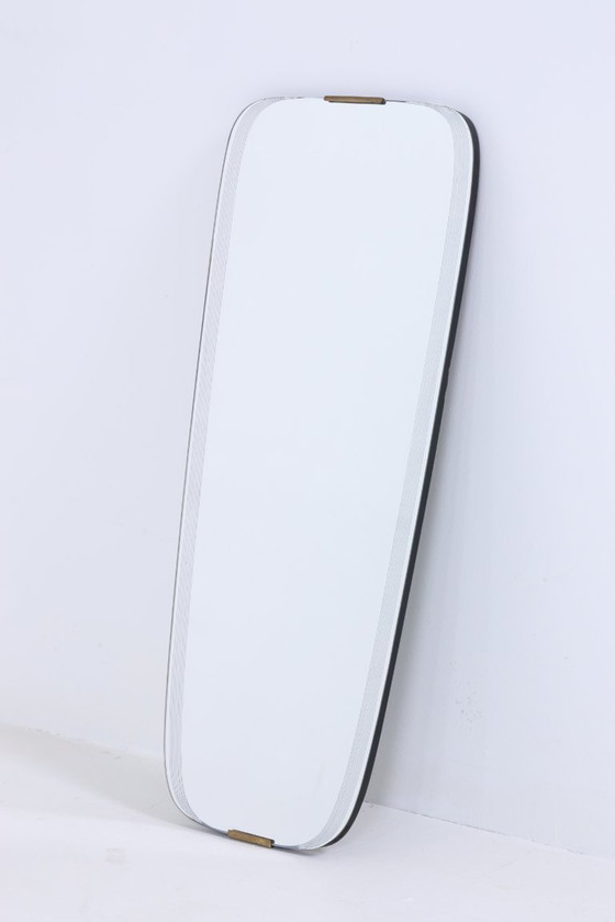 Image 1 of Vintage Miroir années 60 | Mid Century Suspendu Miroir Bois Rétro Incliné Vintage #06-04