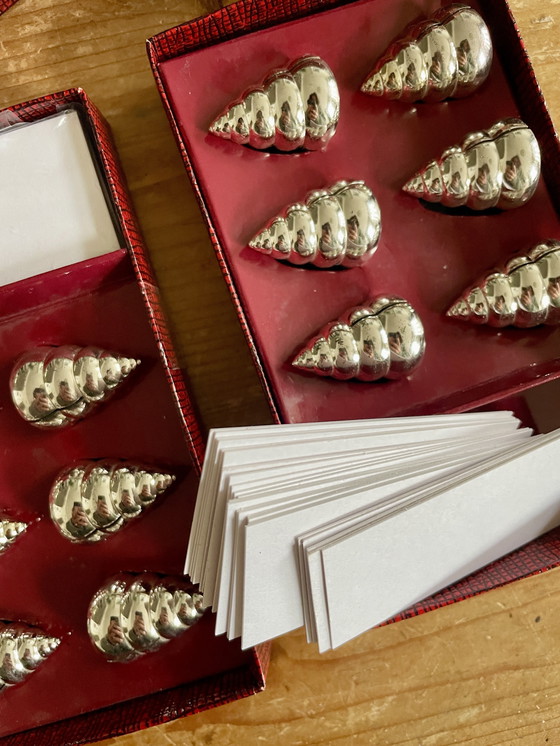 Image 1 of Set of 12 vintage shell-shaped place card holders