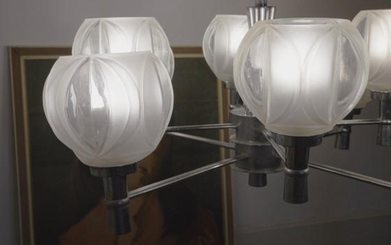 Sputnik Chandelier 8 Light Mid Century Chrome Faceted Glass Globes Ceiling Lamp Space Age Atomic – Metal (photo 29 of 52)