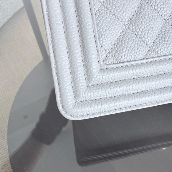 Image 1 of Chanel Boy New Medium - 28CM Quilted Caviar Grey Gray Gold Hardware Series 28