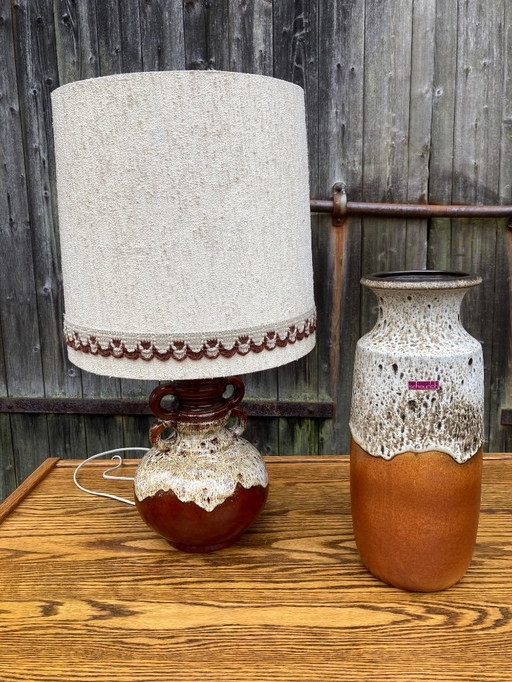 Scheurich Vase Fat Lava West Germany Table Lamp Ceramic Base 70s Vintage