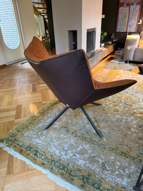 2x Label Gustav swivel Armchairs and footstool – Label Van den Berg, Leather (photo 3 of 5)