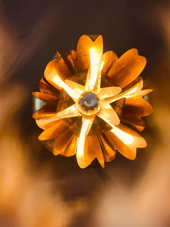 Image 1 of Set of Florentine Hollywood Regency leaf lamps