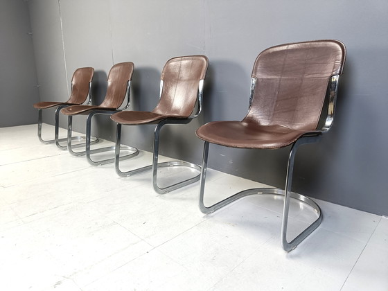 Image 1 of Chaises de salle à manger vintage par Willy Rizzo pour Cidue, ensemble de 4, 1970S