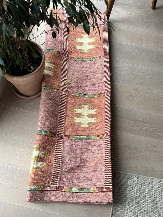 New 100% wool Rug, pink and orange, hand-woven from India, Rugs & carpets, Bohemian (photo 4 of 5)