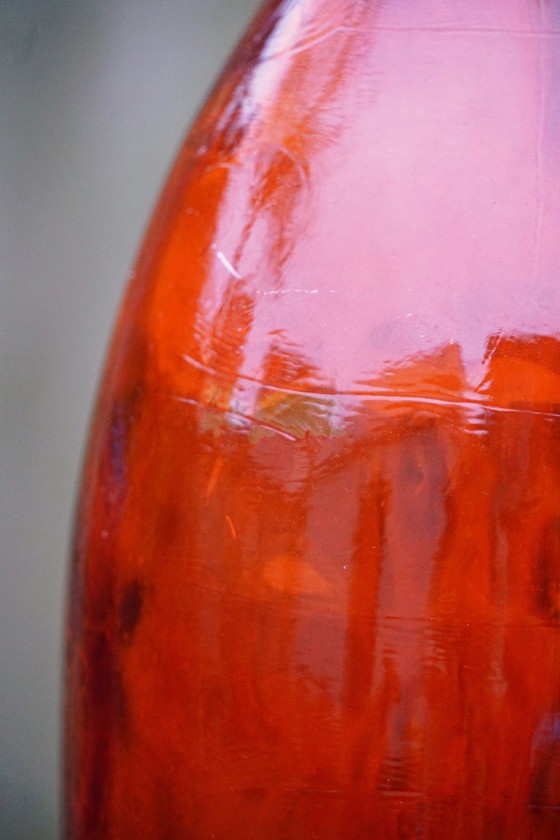 Image 1 of XXL Amber Glass Art Vase - Mid-Century Modern