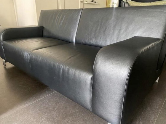 Image 1 of Leolux 2.5 et 3 places le plus cher en cuir noir