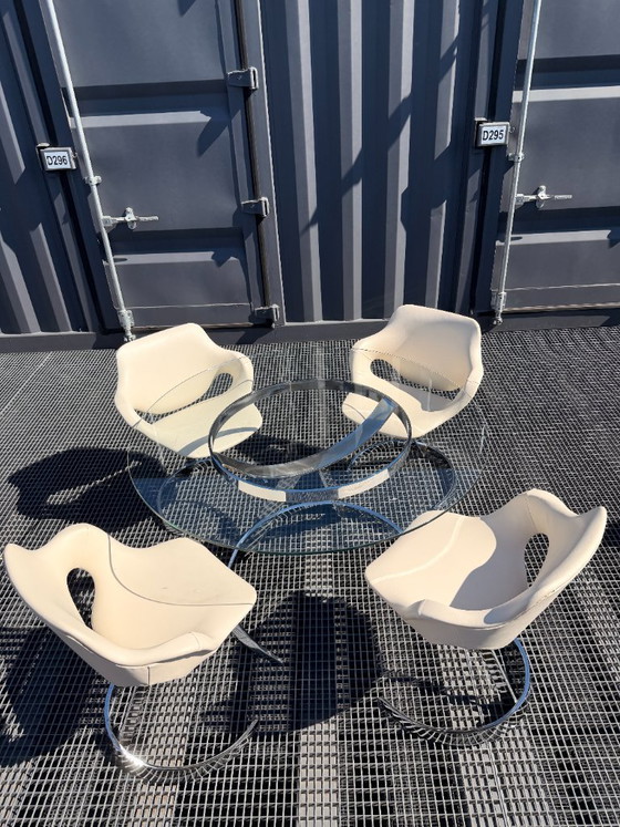 Image 1 of Boris Tabacoff MMM tafel en 4 stoelen set | Design uit de jaren 70