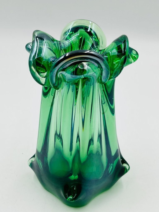 Sculptural vase in blown Bohemian glass attributed to Jan Beránek