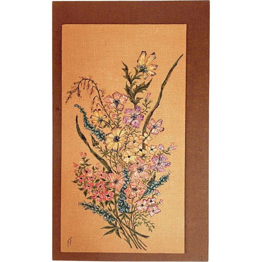 Vintage-Gemälde mit Diamantglas Bouquet von Thérèse Hémery, Frankreich 1970er Jahre
