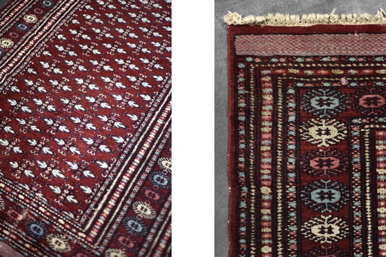 Image 1 of Tappeto orientale Bokhara rosso vintage tessuto a mano, anni '60