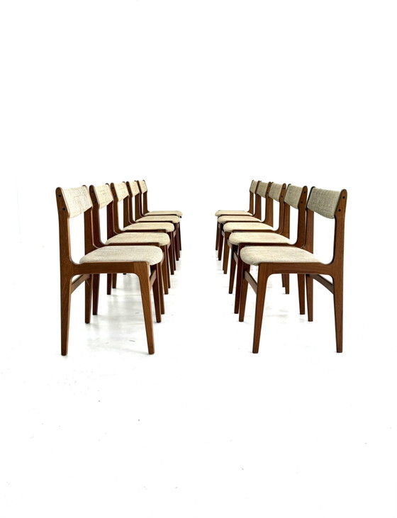 Set di 10 sedie da pranzo vintage, Erik Buch '60 – Wood, Textile (photo 6 of 13)