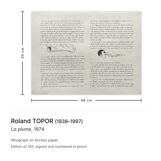 Gesigneerde lithografie van Roland Topor, La Plume, 1974 – Litho's & Zeefdrukken, Paper (photo 3 of 5)