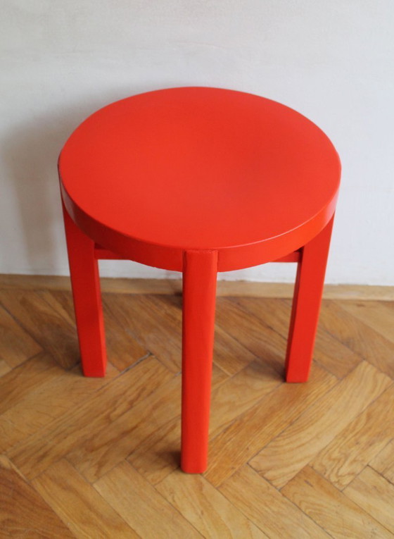 Image 1 of 1930's Modernist Red Stool