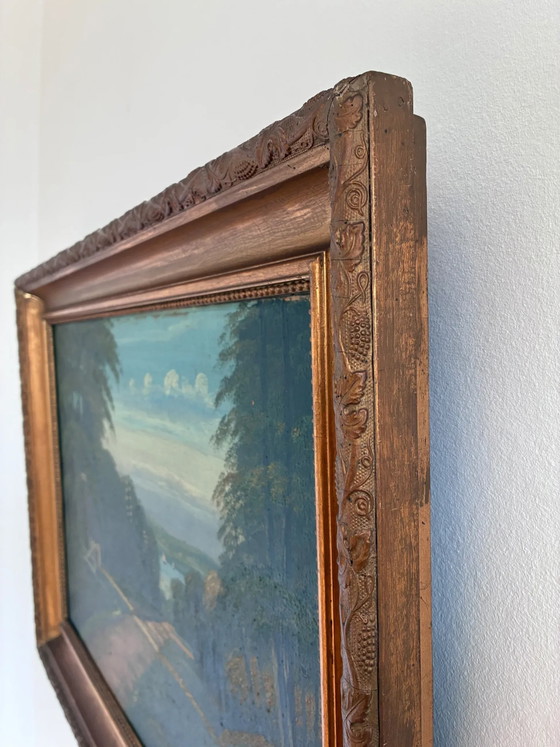 Image 1 of Peinture à l'huile originale vintage représentant un paysage côtier, signée. Art marin.
