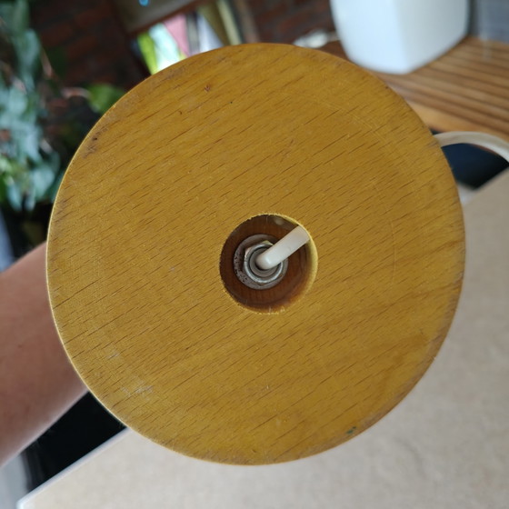 Image 1 of Vintage Wooden Table Lamp with New Lampshade | Scandinavian Modern | 53 cm