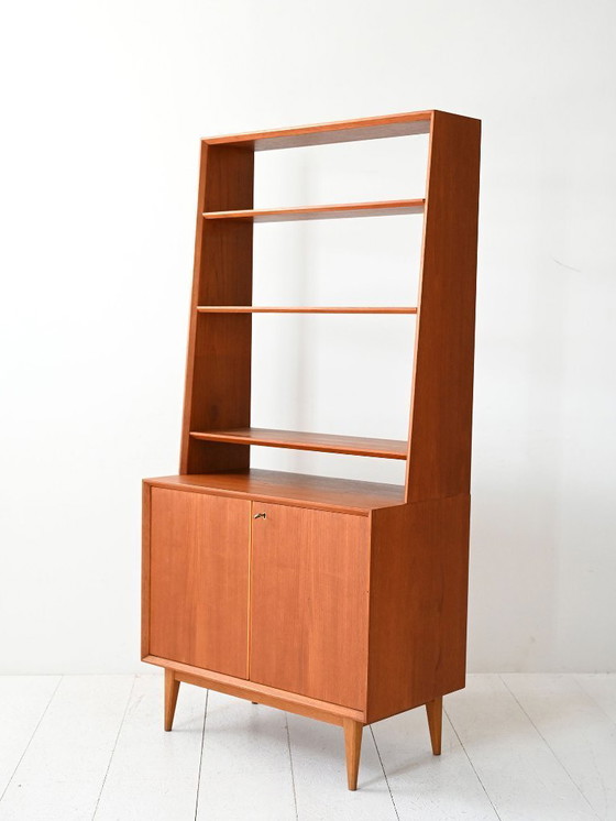 Image 1 of 1960s Scandinavian teak bookcase with storage cabinet