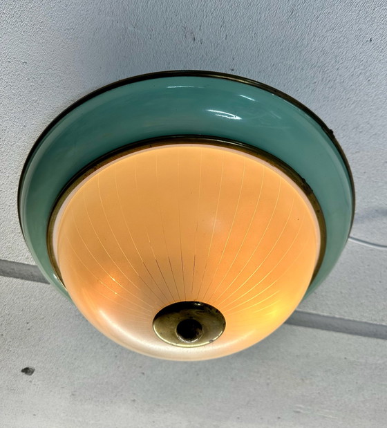 Plafonnier vintage style Gio Ponti Rockabilly années 40 50, Métal, mint (photo 13 sur 13)