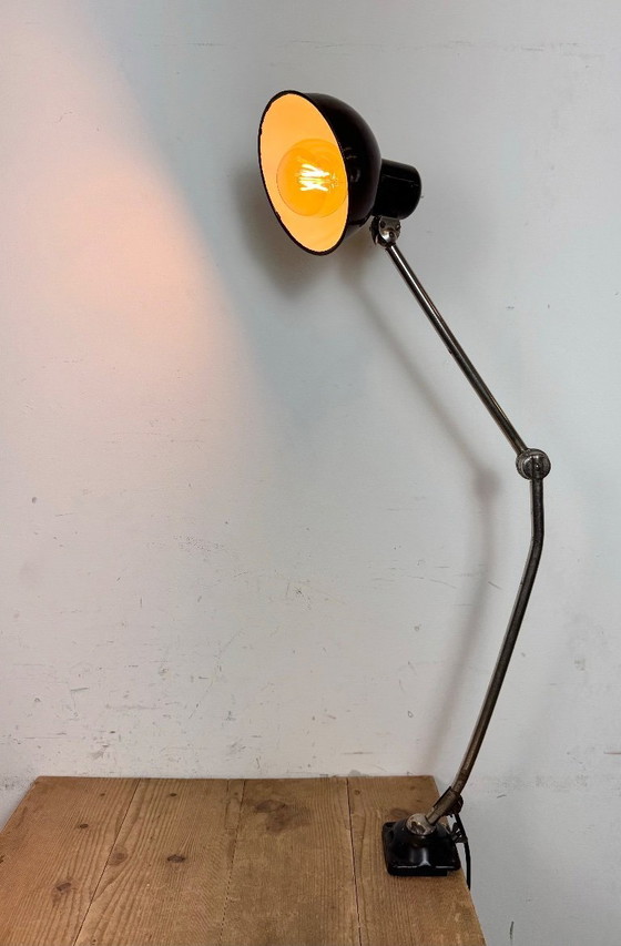 Image 1 of Industrial Workshop Black Enamel Desk Lamp, 1950s