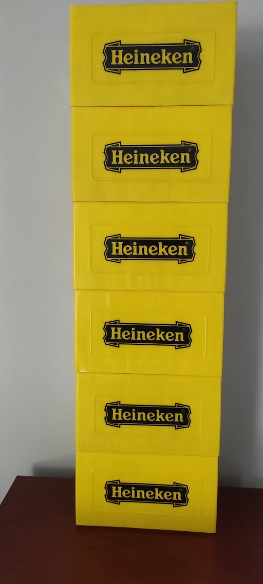 Cassette per CD Heineken gialle vintage - Set di 6 - Interni in stile Pop Art anni '90 – opbergkast, Plastic (photo 2 of 8)