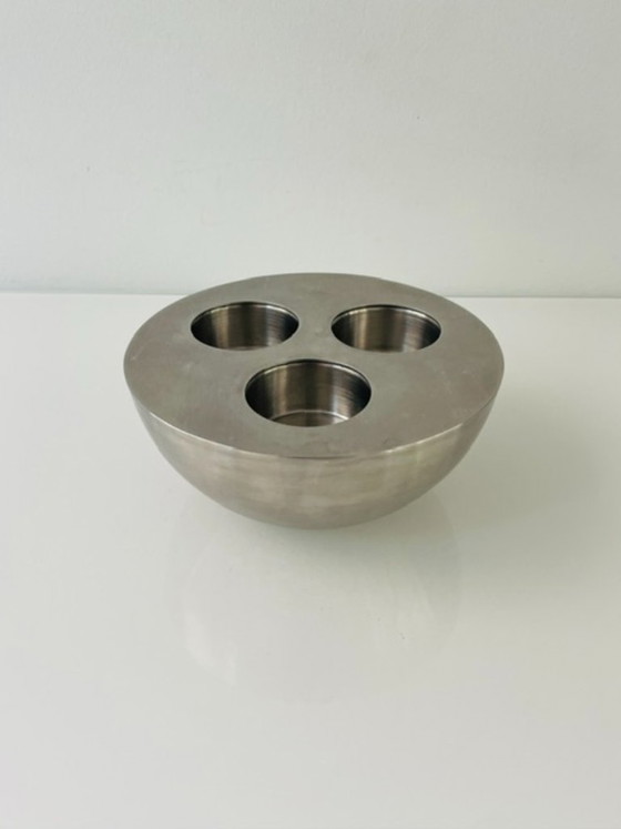 Image 1 of Minimalistische RVS kaarsenhouder 3 waxinelichtjes