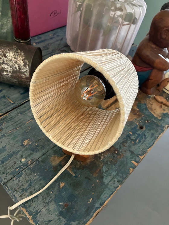 Vintage pendant lamp, sisal and teak. – OMI, Wall lights, Textile, Wood (photo 3 of 14)