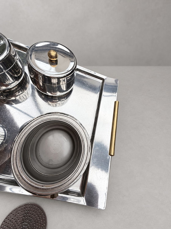 État neuf! Set café vintage Guido Bergna pour Douwe Egberts – 5 pièces design italien (Acier Inoxydable (photo 7 of 10)