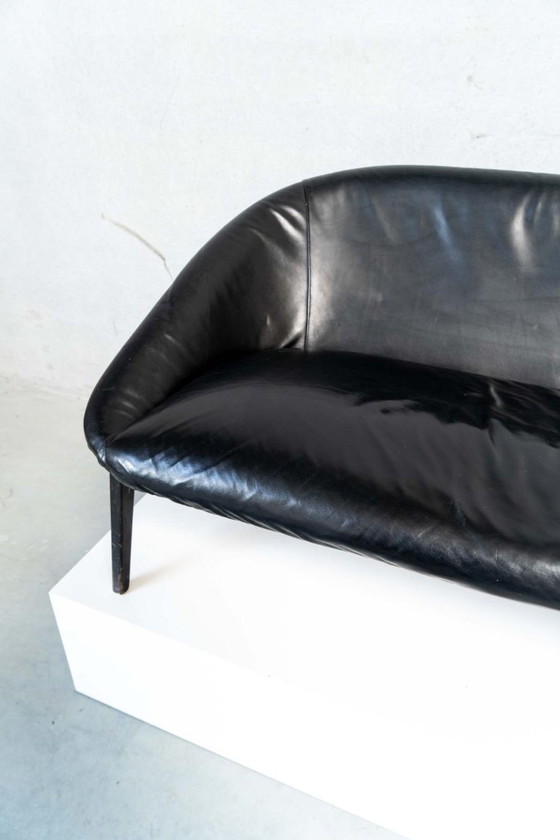 Image 1 of Black vintage leather sofa from the 1960s