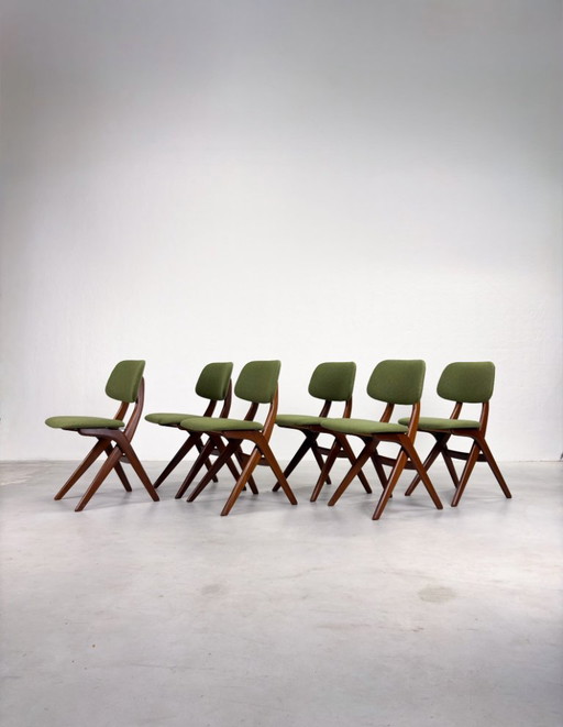Set 'Scissor' Eetkamerstoelen van Louis van Teeffelen