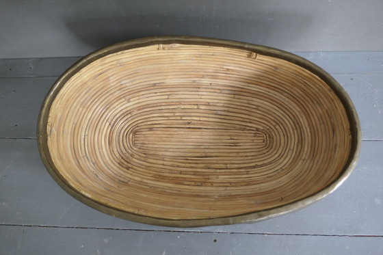 Image 1 of Ciotola/cestino vintage in rattan Gabriella Crespi ovale