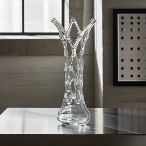 Image 1 of Vaso scultoreo in vetro Dutz – Vetro trasparente soffiato a bocca, design olandese