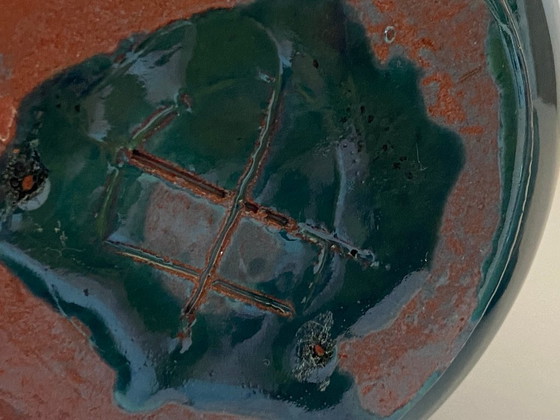 Image 1 of Ungewöhnliche Vase/Topf/Urne, glasierte Terrakotta, rot, signiert „DP“, Art France