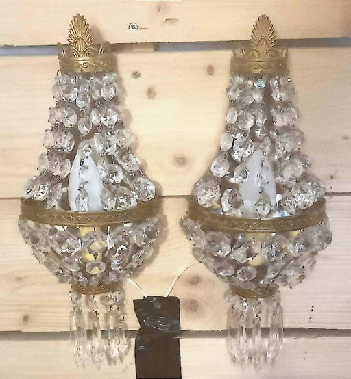 Pair of wall lights with tassels Height 36 cm