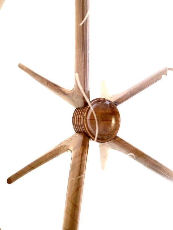 Image 1 of 1x Vintage Round Wood Coffee Tabe with Spider Legs by Paolo Buffa for Brugnoli