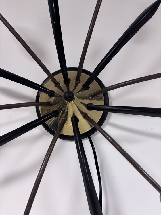 Lampada Sputnik tedesca a sei bracci, metà del XX secolo, design moderno, 1960 – Applique, Metal, Brass (photo 2 of 13)