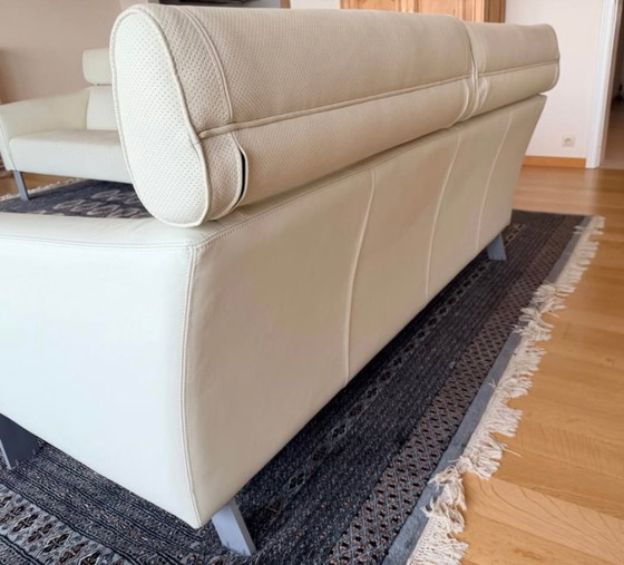 Image 1 of Divano di design Leolux in pelle color crema, da 2 a 3 posti.