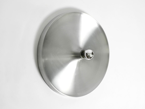 Image 1 of Large Round Original Mid Century Space Age Aluminum Ceiling or Wall Lamp by Honsel | Ø 50 cm