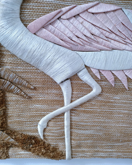 Image 1 of tapisserie oiseau feuillages estampillée années 70