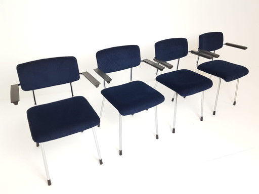 4 Gispen 1235 Stoelen Nieuw Gestoffeerd Keymer – eetkamerstoelen, Chrome, Textile
