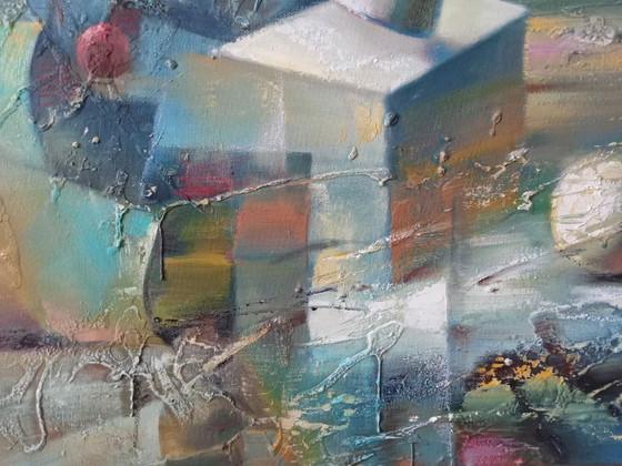 Origineel olieverfschilderij Abstract Expressionisme Geometrisch Stilleven Metafysisch Stilleven (photo 7 of 8)