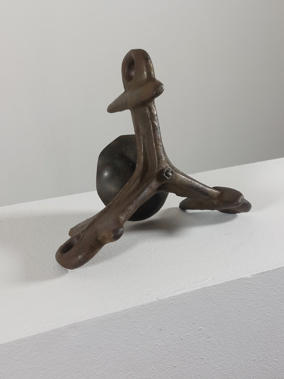 Image 1 of Vintage brutalist three-legged steel candlestick, one-of-a-kind piece