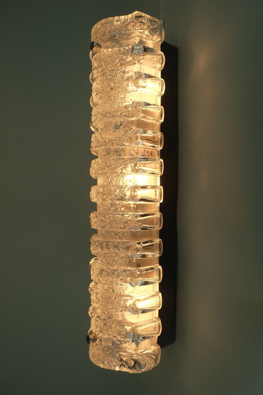 limburg mid century ice glass sconce wandleuchte modell A 256 a 2348 klar glas und metall 1970er