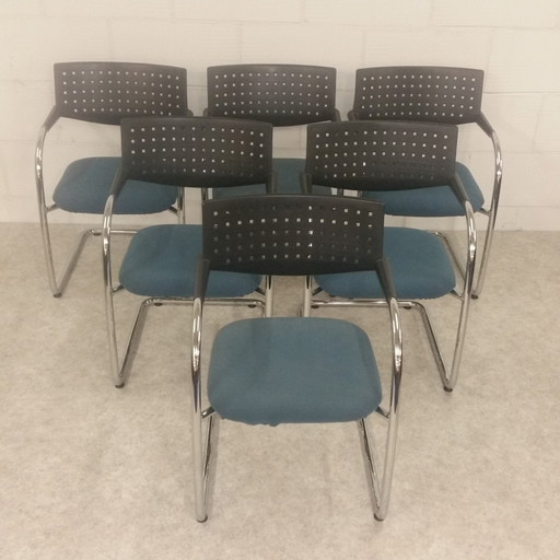 Set of 6 Vitra chairs "Vis-a-Vis" # Antonio Citterio – eetkamerstoelen, Metal, Plastic