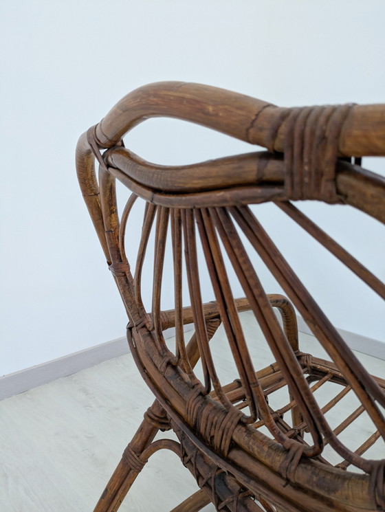 Image 1 of Salon en bambou - Fauteuils, table basse et porte-manteau - Vintage