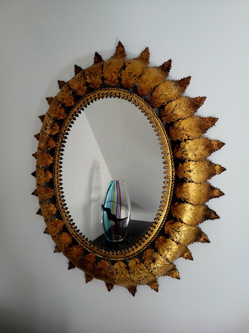 Miroir solaire vintage espagnol modèle ovale, Espagne, années 1960