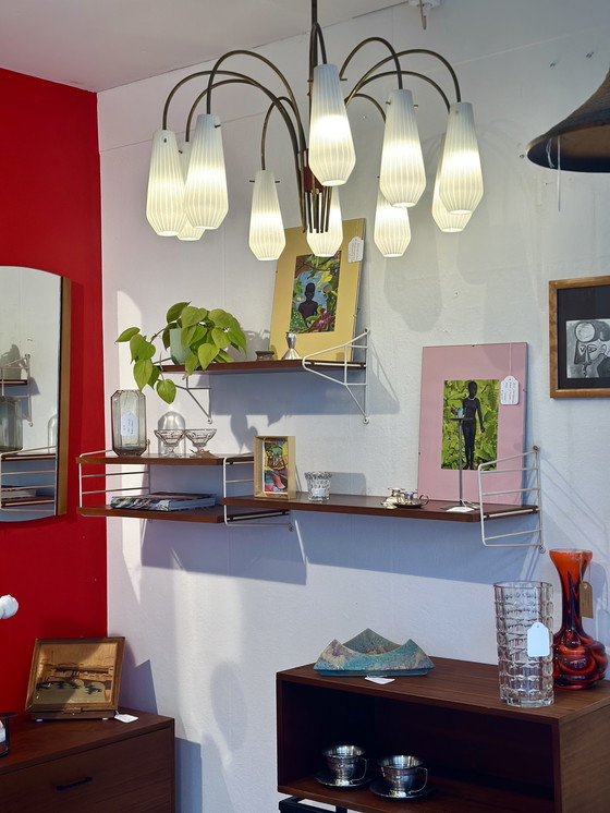 Image 1 of  Prachtige Vintage Opaalglas Kroonluchter Plafond Hanglamp Prachtige Vintage Opaalglas Kroonluchter Plafond Hanglamp 1/5 Prachti